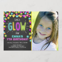 Neon Glow in der dunklen Einladung zum Geburtstag