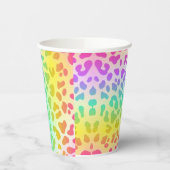 Neon Glow in Dunkel, Regenbogen Cheetah Print Cup Pappbecher (Links)