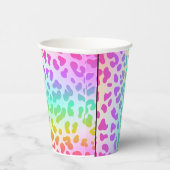 Neon Glow in Dunkel, Regenbogen Cheetah Print Cup Pappbecher (Rechts)