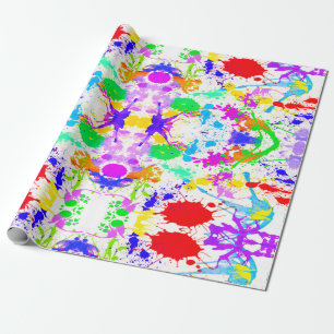Neon-Glow-in-the-Dark-Farbspritzer Geschenkpapier