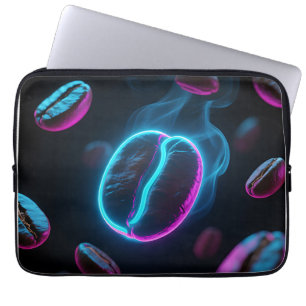 Neon Glow Kaffeebohne Energie Laptopschutzhülle