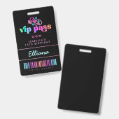 Neon Glow Karaoke Birthday VIP Pass Custom Party Ausweis (Vorder- & Rückseite)