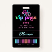 Neon Glow Karaoke Birthday VIP Pass Custom Party Ausweis (Vorderseite)