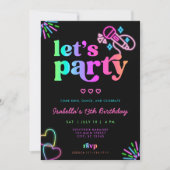 Neon Glow Karaoke Einladung zum Geburtstag (Vorderseite)