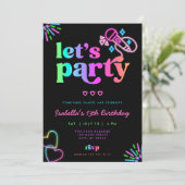 Neon Glow Karaoke Einladung zum Geburtstag (Stehend Vorderseite)