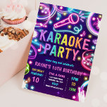 Neon Glow Karaoke Singing Music Birthday Party Einladung<br><div class="desc">Neon Glow Karaoke Singing Music Einladung zum Geburtstag</div>