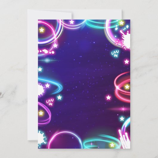 Neon Glow Karaoke Singing Music Birthday Party Einladung (Rückseite)