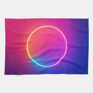 Neon-Glow-Kreis Abstracte Kunst Geschirrtuch