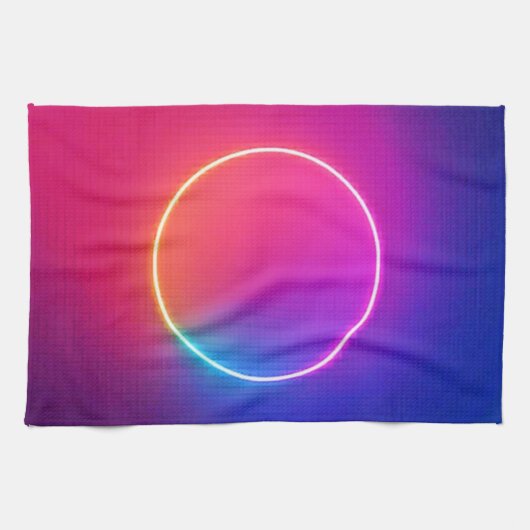 Neon-Glow-Kreis Abstracte Kunst Geschirrtuch (Horizontal)