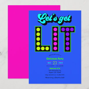 Neon Glow Lasst uns eine Retro-Weihnachtsfeier sta Einladung
