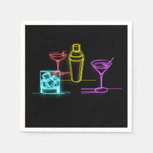 Neon-Glow-Lichter Bunte Cocktails 21. Geburtstag Serviette