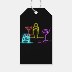 Neon-Glow-Lichter Farbige Cocktails 21. Geburtstag Geschenkanhänger