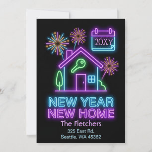 Neon-Glow-Lichter Neues Jahr Neues Zuhause Umzug Feiertagskarte