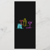 Neon Glow Lights Cocktails Open Bar Wedding Menu Menükarte (Rückseite)