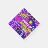 Neon Glow Lila Girl's Bowling Birthday Party Serviette (Ecke)