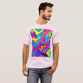 Neon Glow Liquid Spritzer Artwork T-Shirt (Vorne ganz)