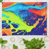 Neon Glow Liquid Wirbel Design Geschirrtuch (Gefaltet)