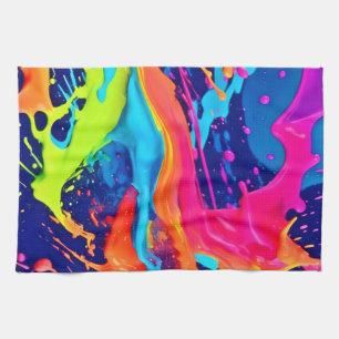Neon Glow Liquid Wirbel Design Geschirrtuch