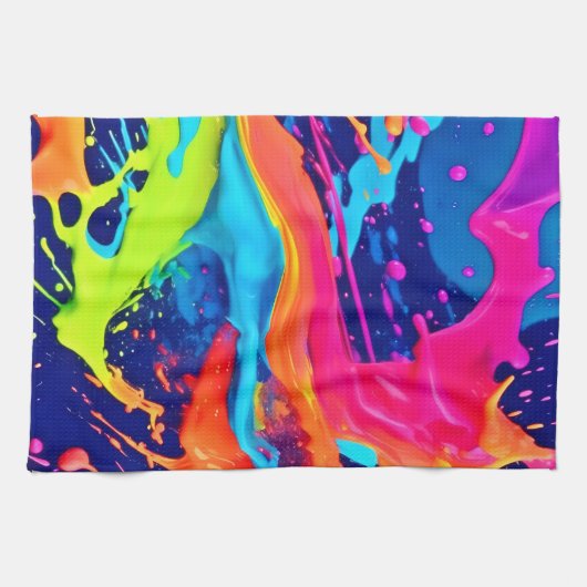 Neon Glow Liquid Wirbel Design Geschirrtuch (Horizontal)
