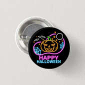 Neon Glow Look Halloween Pumpkin Bats Web Moon Button (Vorne & Hinten)