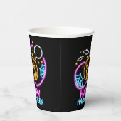 Neon Glow Look Halloween Pumpkin Bats Web Moon Pappbecher (Rechts)