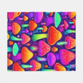 Neon Glow Mushroom Forest Fleecedecke (Vorderseite (Horizontal))
