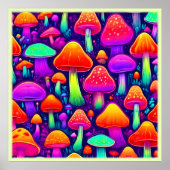 Neon Glow Mushroom Forest Poster (Vorne)