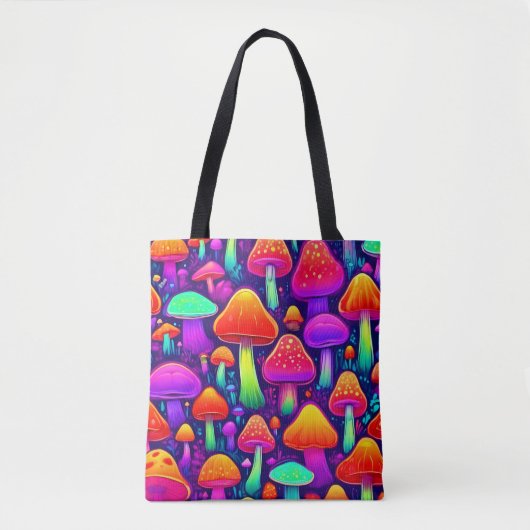 Neon Glow Mushroom Forest Tasche (Vorderseite)