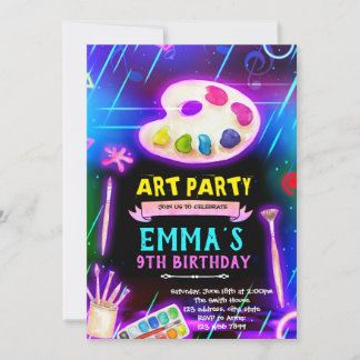 Neon-Glow-Paint-Party-Einladung Einladung