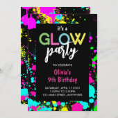 Neon Glow Paint Spritzer Geburtstag Einladung (Vorne/Hinten)