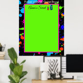 Neon Glow Paint Spritzer Sweet 16 Guest Board Poster (Heimbüro)