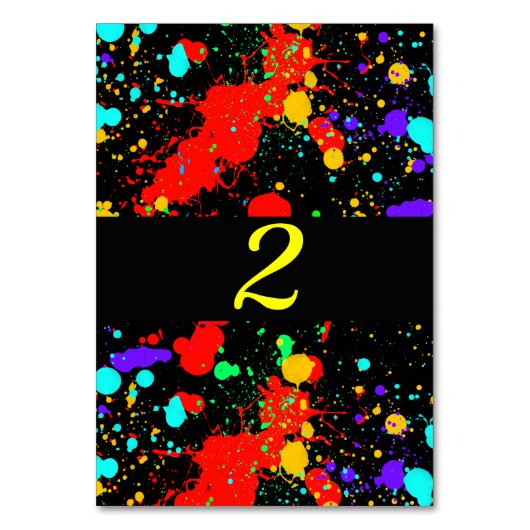 Neon Glow Paint Spritzer Tischnummer (Rückseite)