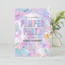 Neon Glow Pamper Wellness-Center Party Geburtstag Einladung