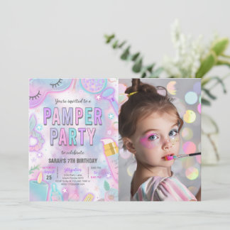 Neon Glow Pamper Wellness-Center Party Geburtstags Einladung