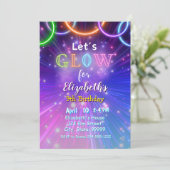 Neon Glow Party Einladung für Mädchen (Stehend Vorderseite)