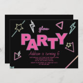 Neon Glow Party Einladung zum Geburtstag (Vorne/Hinten)
