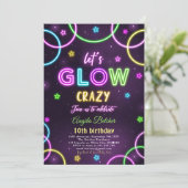 Neon Glow Party Geburtstag Einladung (Stehend Vorderseite)