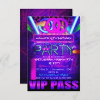 Neon Glow PARTY Geburtstag VIP PASS Club Einladung