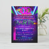 Neon Glow PARTY Geburtstagsklub Einladungen (Stehend Vorderseite)