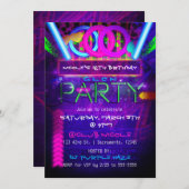 Neon Glow PARTY Geburtstagsklub Einladungen (Vorne/Hinten)