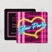 Neon GLOW PARTY Geburtstagsparty Einladung (Vorne/Hinten)