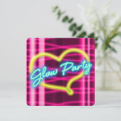 Neon GLOW PARTY Geburtstagsparty Einladung (Stehend Vorderseite)