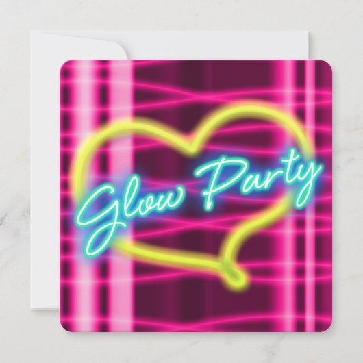 Neon GLOW PARTY Geburtstagsparty Einladung (Vorderseite)