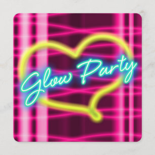 Neon GLOW PARTY Geburtstagsparty Einladung