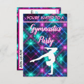 Neon Glow Party Gymnastik Geburtstag Einladung (Vorne/Hinten)