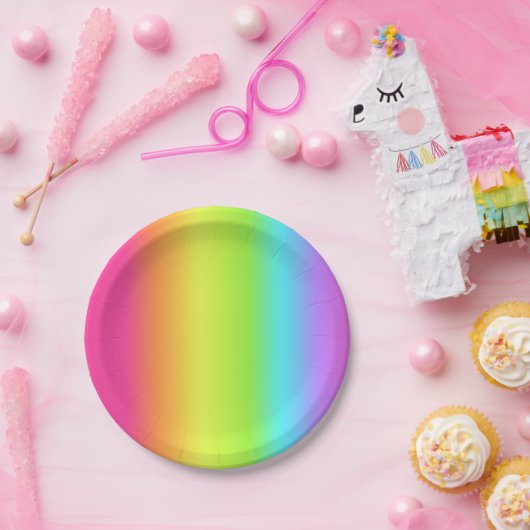 Neon Glow Party Rainbow Spectrum Ombre Papierplatt Pappteller (Party)