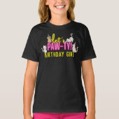 Neon Glow Pink Let's Pawty Niedlich Cats Birthday  T-Shirt (Vorderseite)
