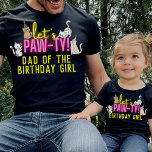 Neon Glow Pink Let's Pawty Niedlich Cats Birthday  T-Shirt<br><div class="desc">Neon leuchtet gelb und rosa "Let's Paw-ty"-Design mit niedlichen Cartoon-Kätzchen,  angepasster Text für eine Mädchenkulptur.</div>
