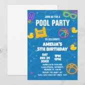 Neon Glow Pool Bash Einladung (Vorne/Hinten)