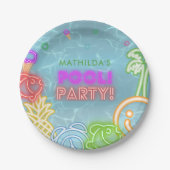 Neon Glow Pool Party Any Age Birthday Pappteller (Vorderseite)